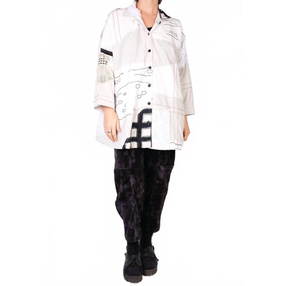 NEW MSQUARE swing jacket in white/oat
